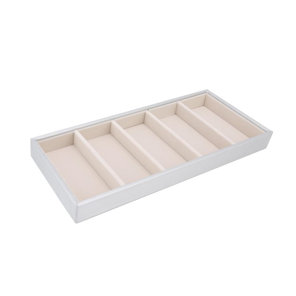 Brillenetui Organizer für Sonnenbrillen mit 5 Fächern Leder Aufbewahrungskoffer - Sbox Gläser Tablett für Damen und Herren (Silber Grau