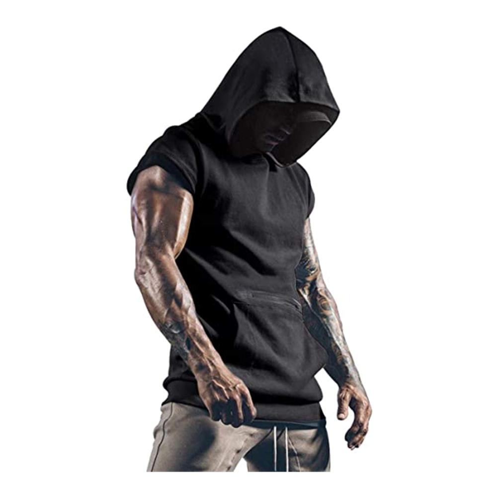 Herren Fitness Hoodie Tank Top mit Handytaschen - Sportliches Muskelshirt fürs Gym