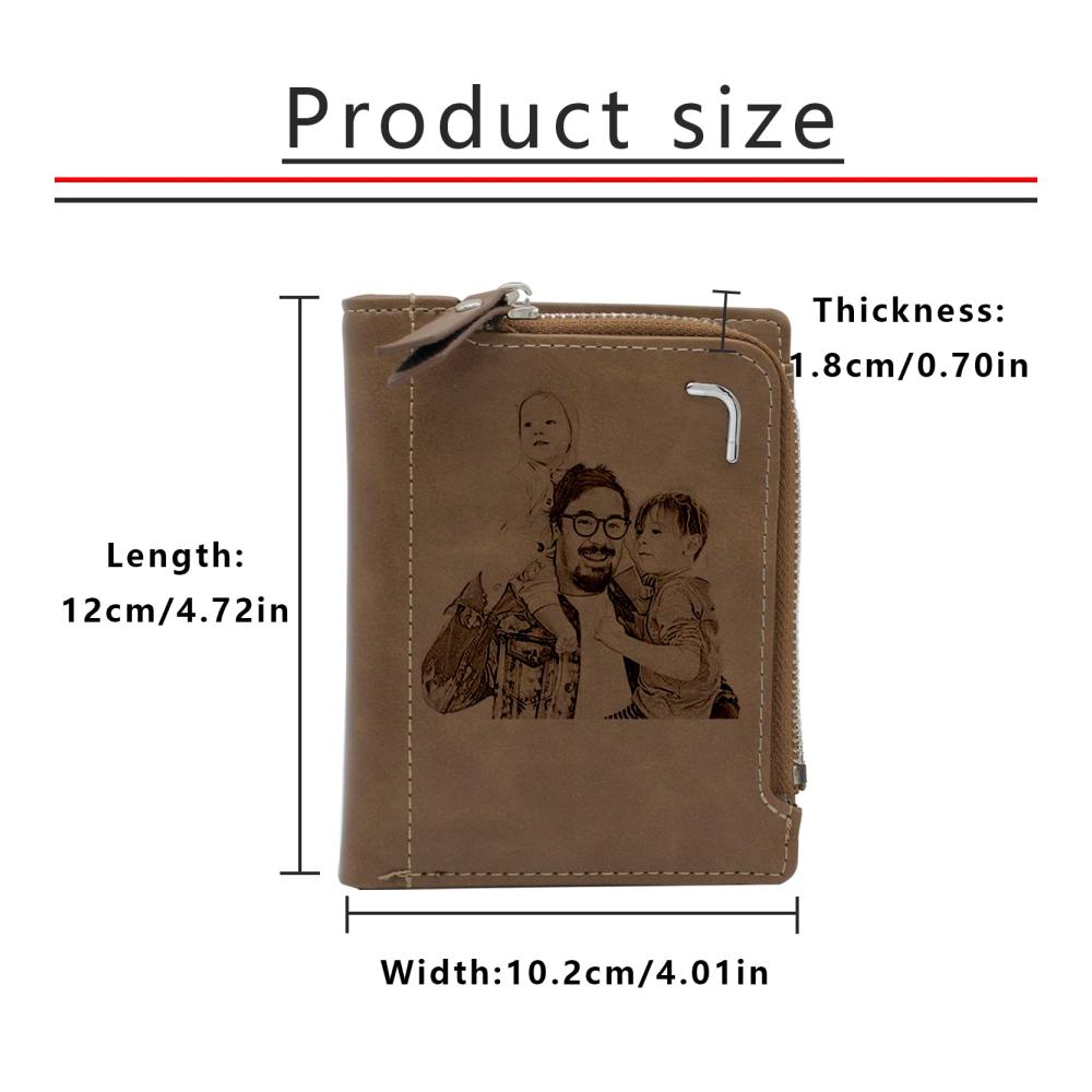 Personalisierte Herren Geldbörsen mit Fotogravur – Elegante Leder Brieftaschen für Vater Sohn Ehemann Ideales Geschenk zum Geburtstag Valentinstag Jahrestag Weihnachten Vatertag