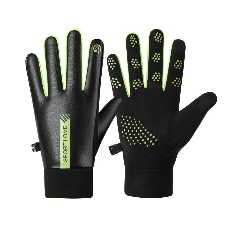Herren Winter Lederhandschuhe - Warme Touchscreen Handschuhe | Gefüttert rutschfest für Sport Outdoor & Fahrten | One Size
