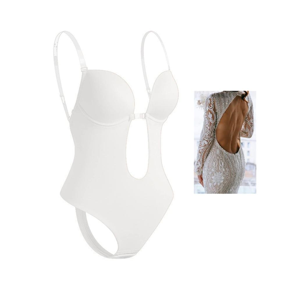 Bodys Shapewear Damen Figurformender Miederbody mit Bauchweg-Effekt Rückenfreier Body Verstellbare Träger Damen BH Tiefen RüCkenausschnitt Bodysuit - Sexy Korsett für einen sinnlichen Look