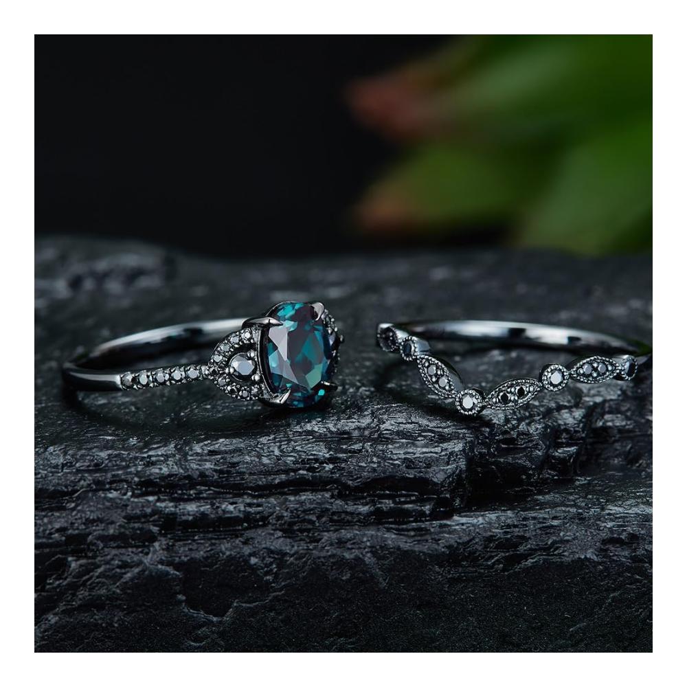 Alexandrit-Verlobungsring für Frauen | 925 Sterling Silber | Vintage Ovaler Lab Alexandrit | Versprechensring | Hochzeitsjubiläumsgeschenk