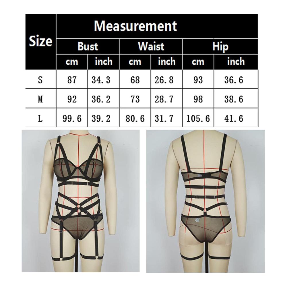Damen Dessous-Set Weißes Erogenous Netz-Hohl-BH und Strümpfe mit Strumpfgürtel – Verführerisches Tanga-Outfit in Größe M für Damen-Nachtwäsche