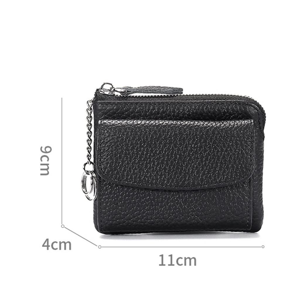 Multifunktionale Mini-Leder-Geldbörse mit Schlüsselring für Herren und Damen - Stylische Silber Geldbörse (Universalgröße