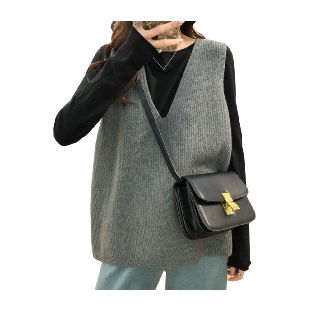 Damen Strickjacke mit Ärmellosem Design für den Frühling und Herbst - V-Ausschnitt Cardigan Vest in modischem Outwear-Look