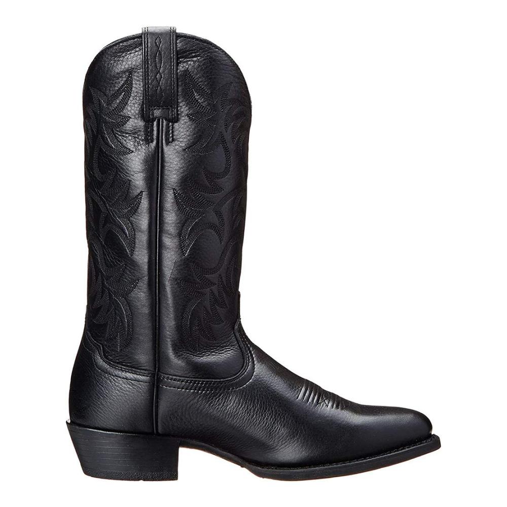Herren Western Cowboy Stiefel | Vintage Stickerei | Hohe Reitritter Stiefel | Echtleder Lange Stiefel | Winter Outdoor Wanderschuhe Schwarz 46