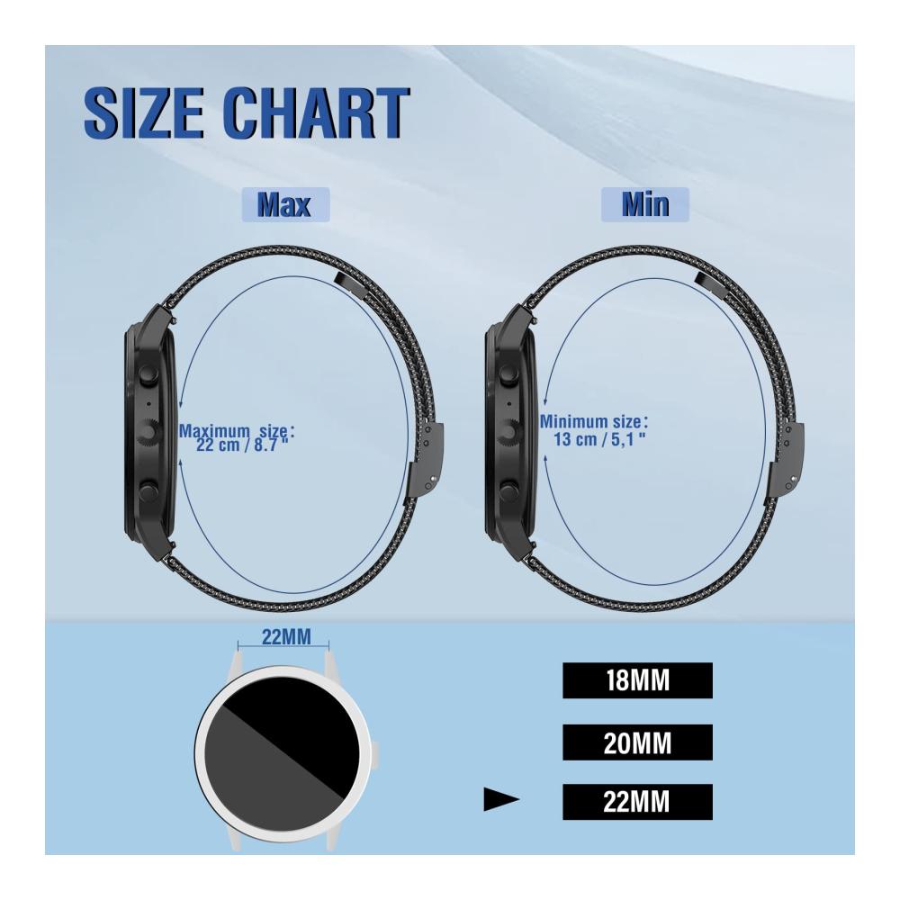 22mm Edelstahl Mesh Uhrenarmband Ersatz für Huawei Watch Buds GT 3 Pro Watch 3 - Silber