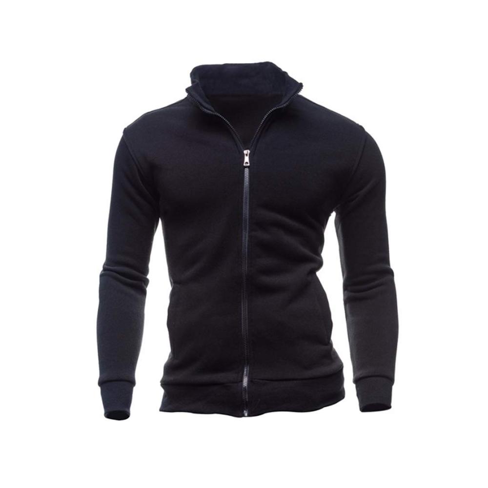 Herren Strickjacke mit Stehkragen und Reißverschluss – Einfarbig Langärmlig Slim Fit Sport Sweatjacke für Outdoor Freizeit Fliegerjacke und Bomberjacke-Stil