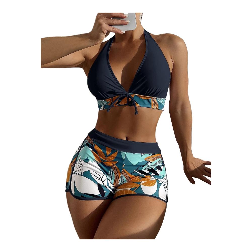 Adorling Damen Bikini Set - Sexy Lace Up Bademode mit Wickeloptik V-Ausschnitt und Zweiteiligem Badeanzug