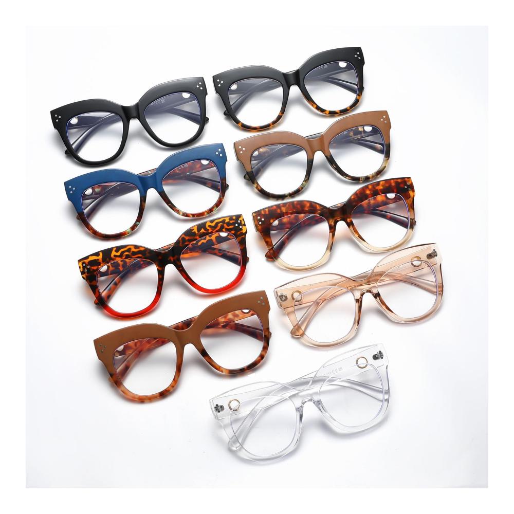 Vintage Blaulichtfilter Katzenaugen Damen Retro Brille - Große PC Gaming Brille ohne Stärke