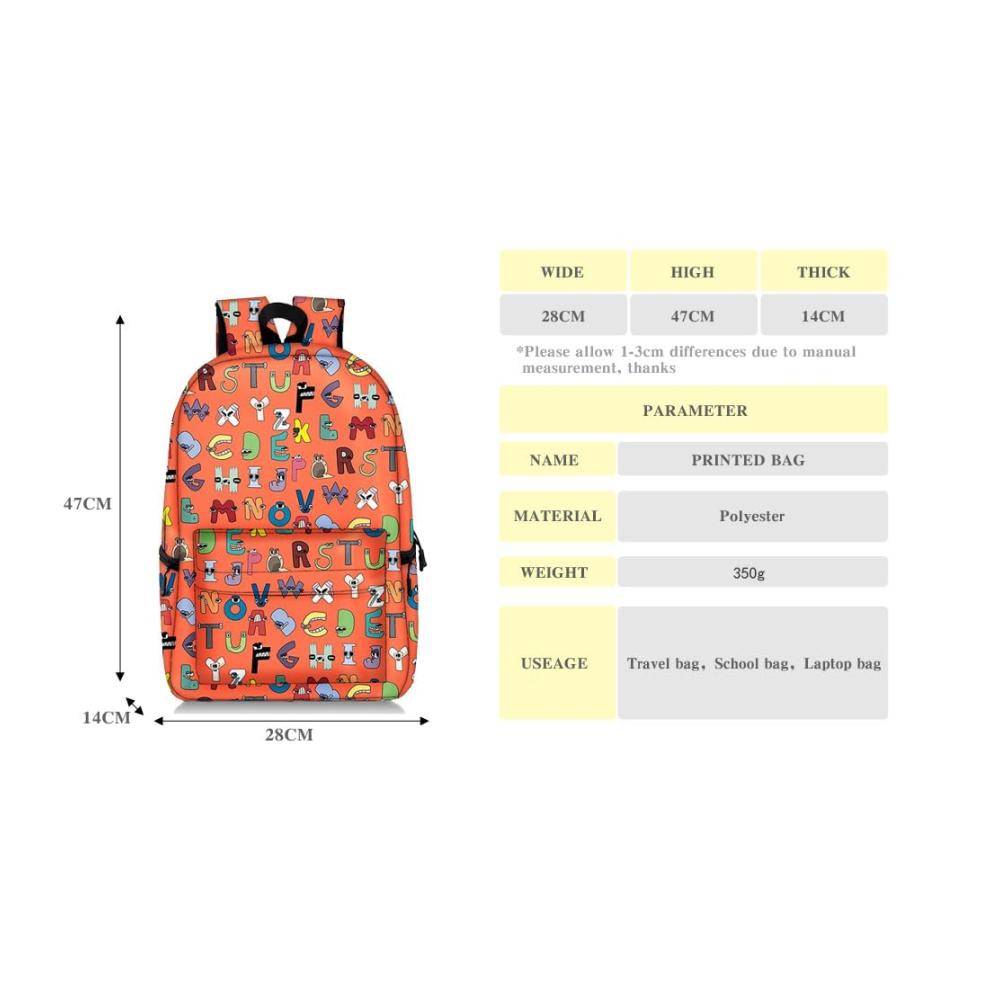 Alphabet Lore Schulranzen Ergonomischer Unisex Rucksack für Kinder ab 11 Jahre - Schultasche 20-35L Schön und Durchdacht - Perfekt für Schule Uni Reisen Freizeit und Job