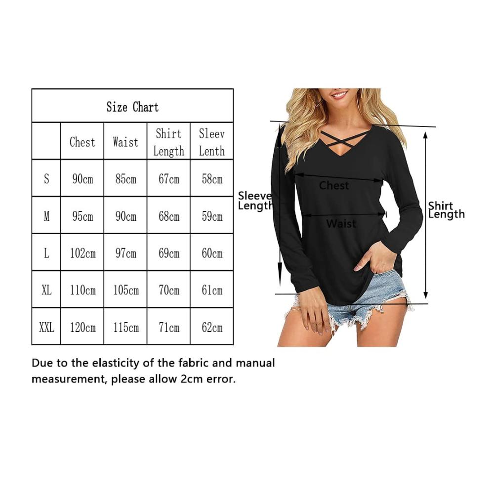 Blusen & Tuniken Damen Langarm/Kurzarm V-Ausschnitt T-Shirt - Stilvolle Eleganz mit Basic Oberteil Damen Solide Tunika Tops für Ladies (C-Schwar  S