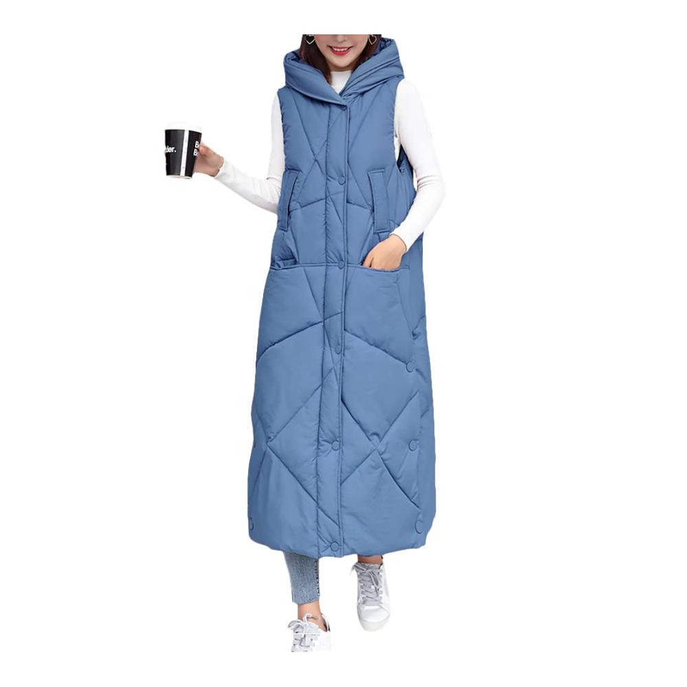 Damen Daunenweste mit Kapuze - Leichte Langarm Steppweste für den Winter in Uni-Design