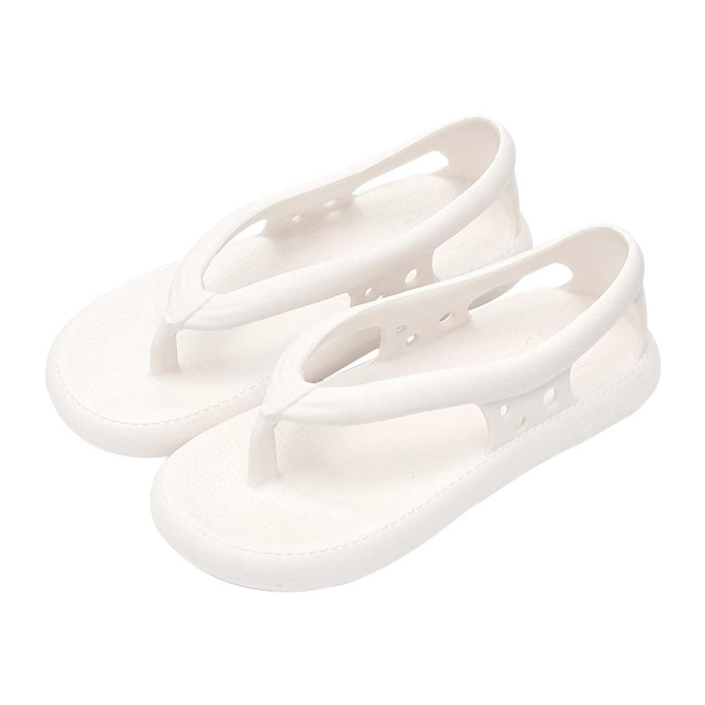 Sommerliche Zehentrenner Sandalen Damen | Unisex Strand Flip Flops mit Dicker Sohle | Rutschfeste Hausschuhe für Draußen und Bad | Schnell trocknende Paar Schuhe (42-43 Weiß