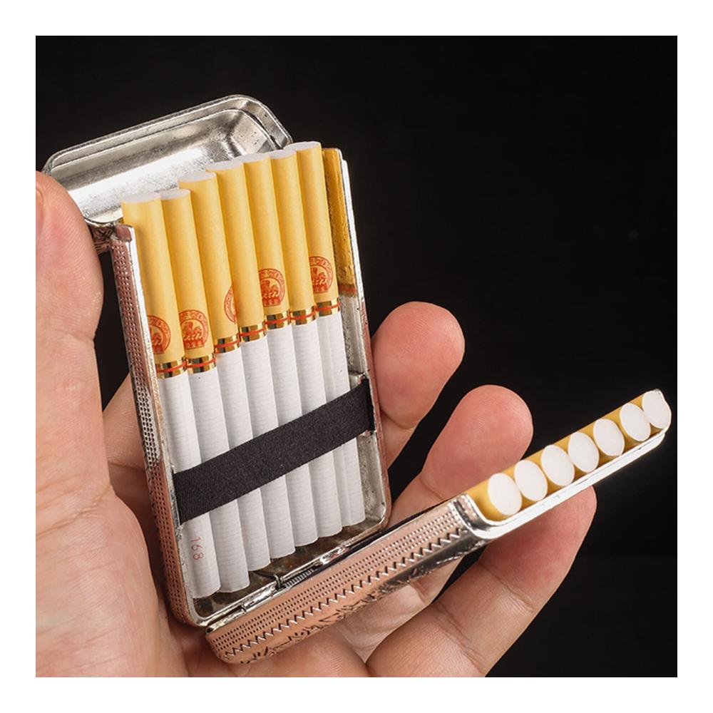 Metallenes Zigarettenetui aus DREI offener Legierung - Kreativ geschnitztes Design ultradünn für Männer europäisches Klassik Etui - Ideales Rauchergeschenk