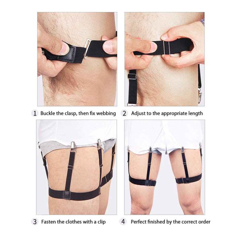 Hosenträger STAY GENT Shirt Stays Hemdhalter Herren 2 Paar(4 Stück) - Rutschfester Halt für ein makellos sitzendes Hemd in Schwarz
