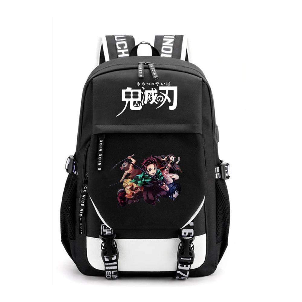 Nezuko Anime Rucksack 432 cm für Mädchen mit USB-Ladeanschluss - Mittelschule Schulranzen und Laptop Tasche mit Gratis Schlüsselanhänger