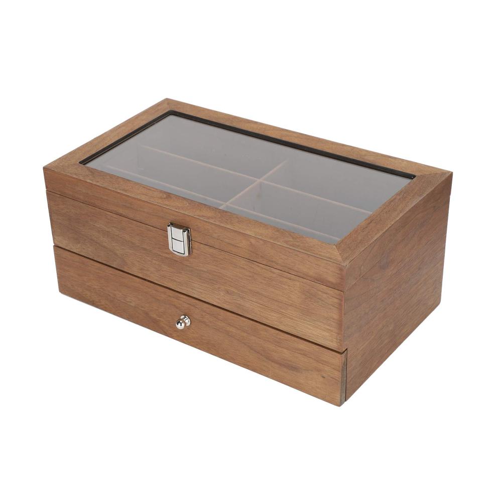 12-Fächer Holz Brillenetui für Damen und Herren - Sonnenbrillen Organizer und Display-Box - Doppellagige Aufbewahrungsbox als perfektes Weihnachtsgeschenk