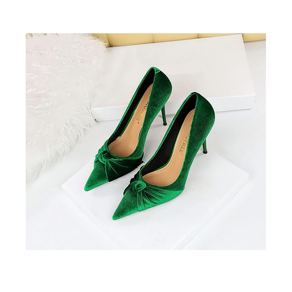 Damen Pumps mit Schleife | Elegante High Heels in Mode | Spitze geschlossene Zehe | Stiletto Damenschuhe für Party Abschlussball und Hochzeit | Sexy Slip-On Stiletto Schuhe 10CM Absatz