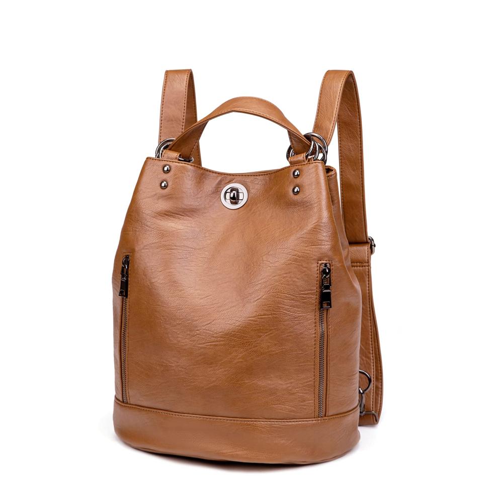 Damen Leder Rucksackhandtaschen Eleganter 2-in-1 Fashion Backpack für Arbeit Schule und Reisen