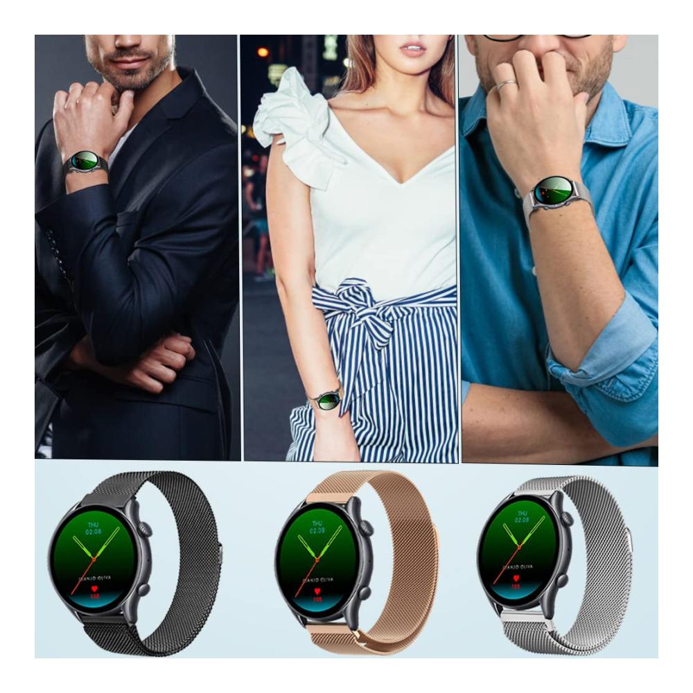 Uhrenarmband für Amazfit GTR 3 Pro/GTR 3 - 22mm Edelstahl Magnetisches Ersatzarmband (Schwarz