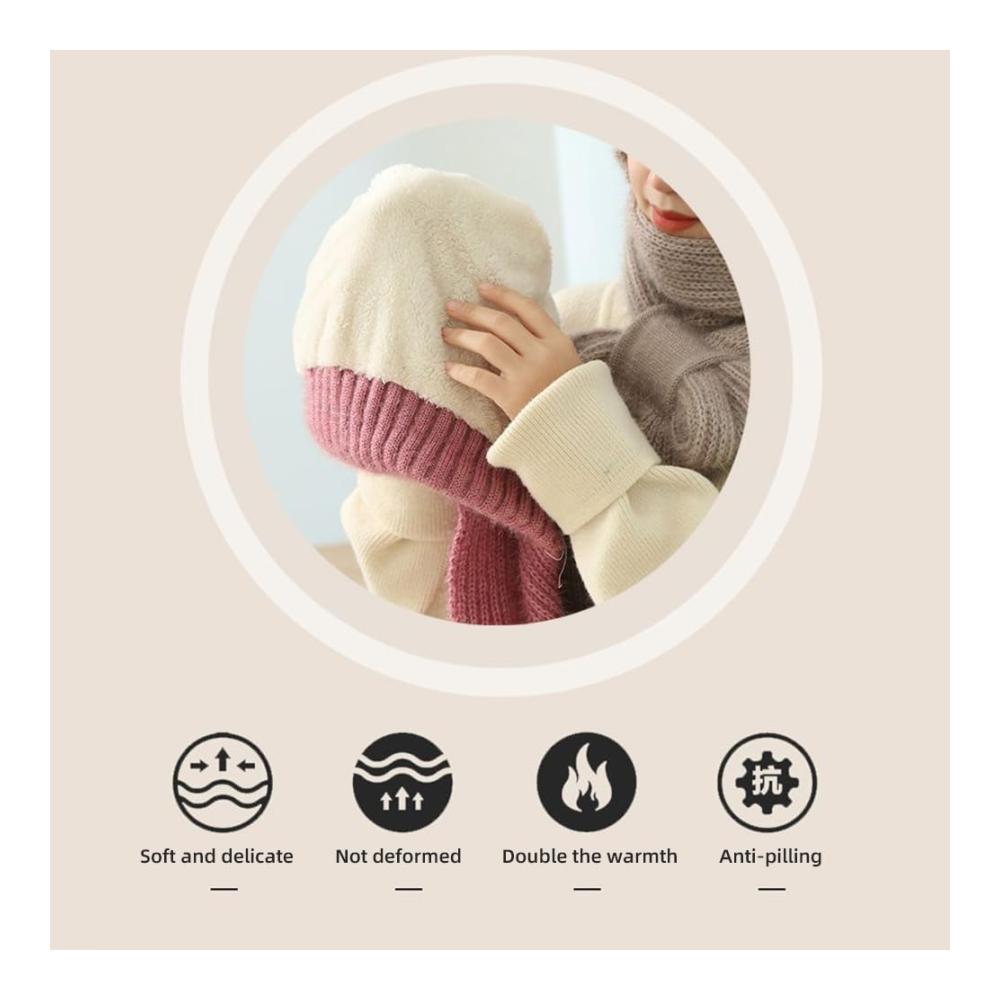 Multifunktionaler Winter-Set Warme Strickmütze mit integriertem Gehörschutz winddichter Mützenschal & Kapuze für Damen - Hochwertiges elastisches Design für 2024