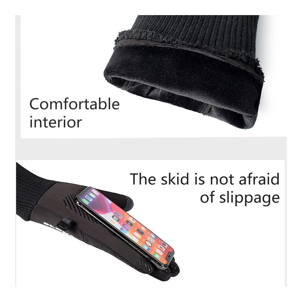 Herren Winterhandschuhe Schwarz - Wasserdichte Touchscreen Schneehandschuhe mit Rutschfestem Grip. Perfekt für Radfahren Laufen und Skifahren