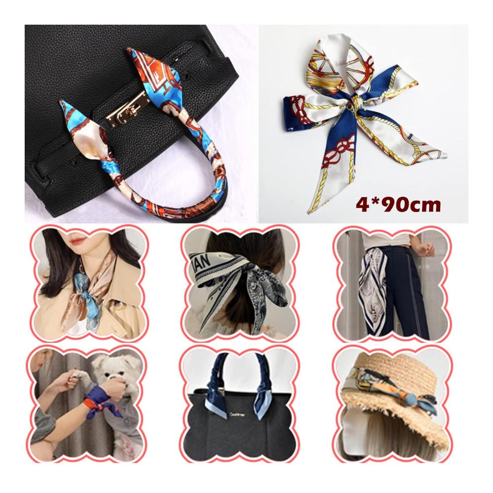 18er Set Damen Schals Dünne Lange Seidenschals für Haare Mode-Halstücher Haarband & Handtaschen-Schals von JIAMAIN