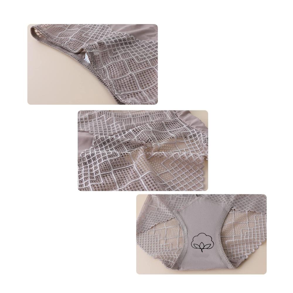 Natürliche Eleganz Damen Spitzenhöschen mit hoher Taille - Atmungsaktive weiche Slips