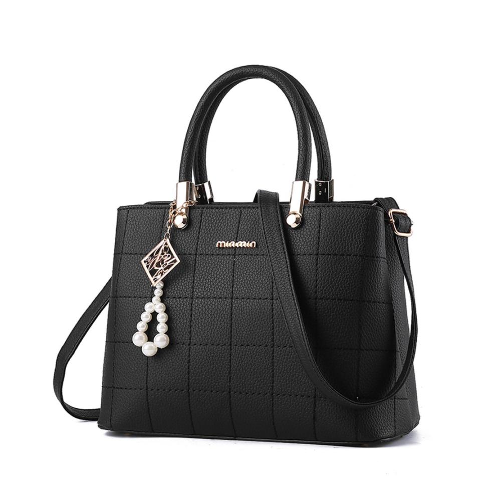 Damen Schultertasche aus echtem Leder - Große Shopper Handtasche in Schwarz stilvolle Umhängetasche für Frauen