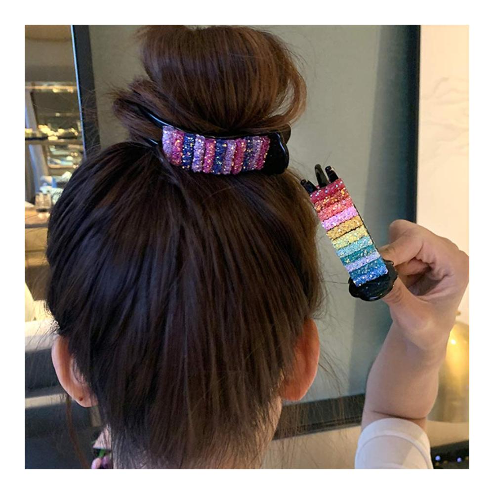 Regenbogen Haarspangen Set – Bunte Haarkrallen und Handgemachte Strass Haarspangen für Mädchen – Süßer Haarschmuck mit Multicolor Design