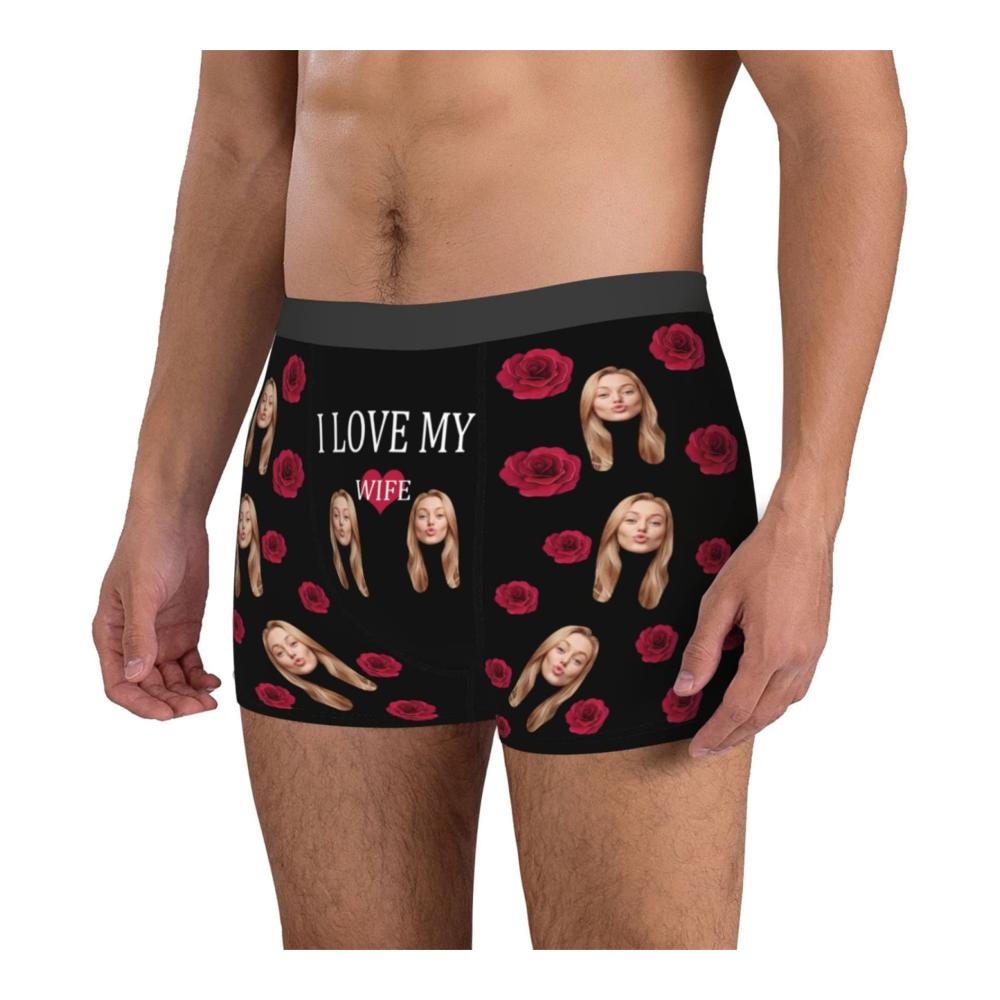 Personalisierte Lustige Boxershorts für Männer - Individuelle CUIGOI Unterwäsche mit Foto für Ehefrau-Gesichtsdesign