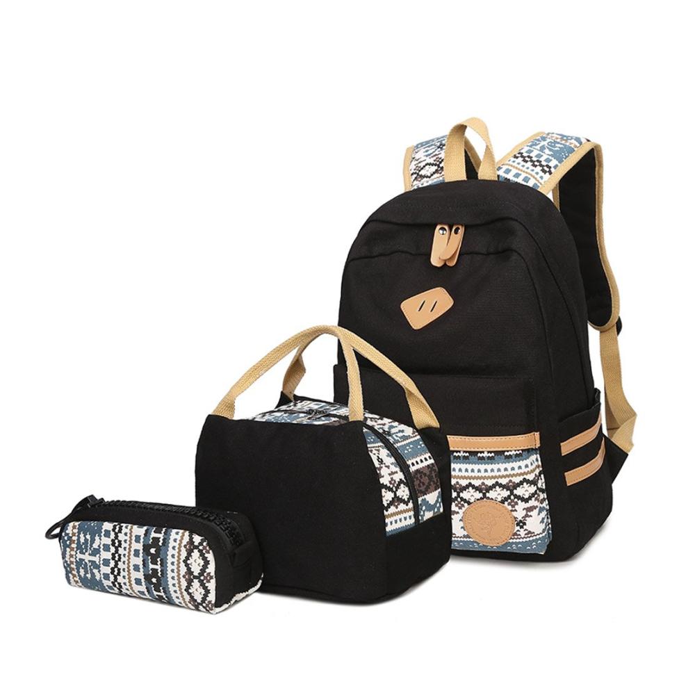 Kinderrucksäcke Neuleben Schulrucksack Kühltasche Mäppchen - 3er Set aus Canvas für Jungen und Mädchen in Schule und Freizeit