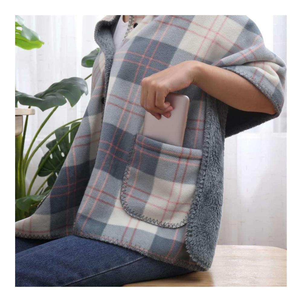 Strick Ponchos & Capes Tragbare Fleece-Decke mit Knöpfen ärmellose Plüschdecke für Frauen - Sofa-Cape für Kinder und Erwachsene - Geschenk für Frauen