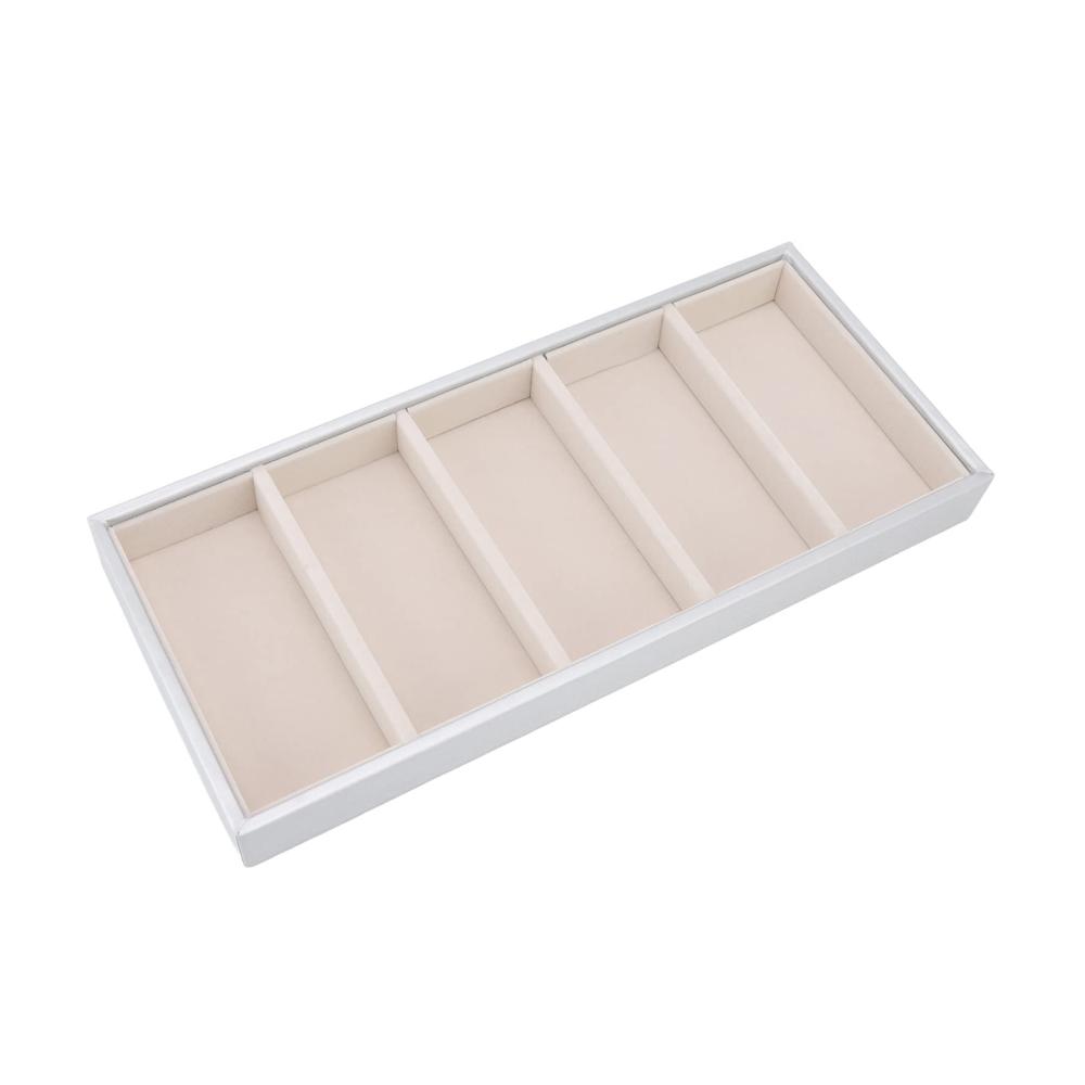 Brillenetui Organizer für Sonnenbrillen mit 5 Fächern Leder Aufbewahrungskoffer - Sbox Gläser Tablett für Damen und Herren (Silber Grau