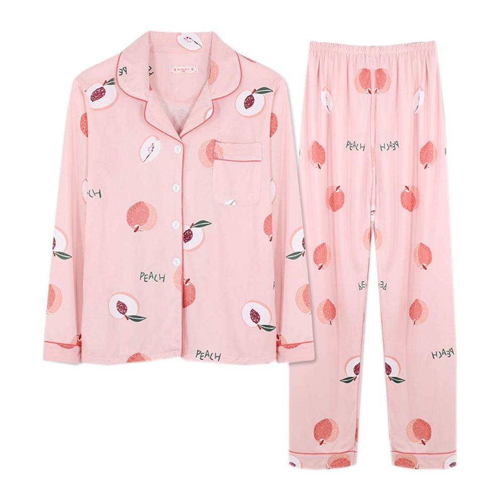 Damen Schlafanzüge aus Baumwolle Langarm Tops mit Hosen Taschen Polka Dot Muster - Bequeme Nachtwäsche und Lounge Wear für Mädchen