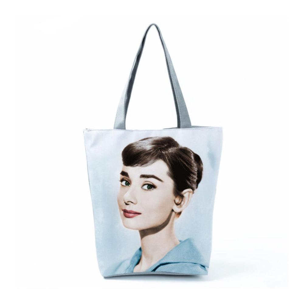 Henkeltaschen Audrey Hepburn Print - Klassische Damenhandtasche in lebhaften Farben mit hoher Kapazität umweltfreundliche Einkaufstasche individuelles Muster - stilvoll und nachhaltig