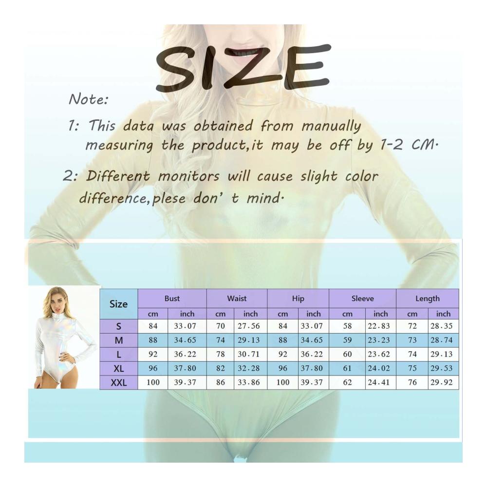 Glänzender Metallic-PVC Yoga Jumpsuit für Damen Langarm Stehkragen Bodysuit für Halloween & Fitness