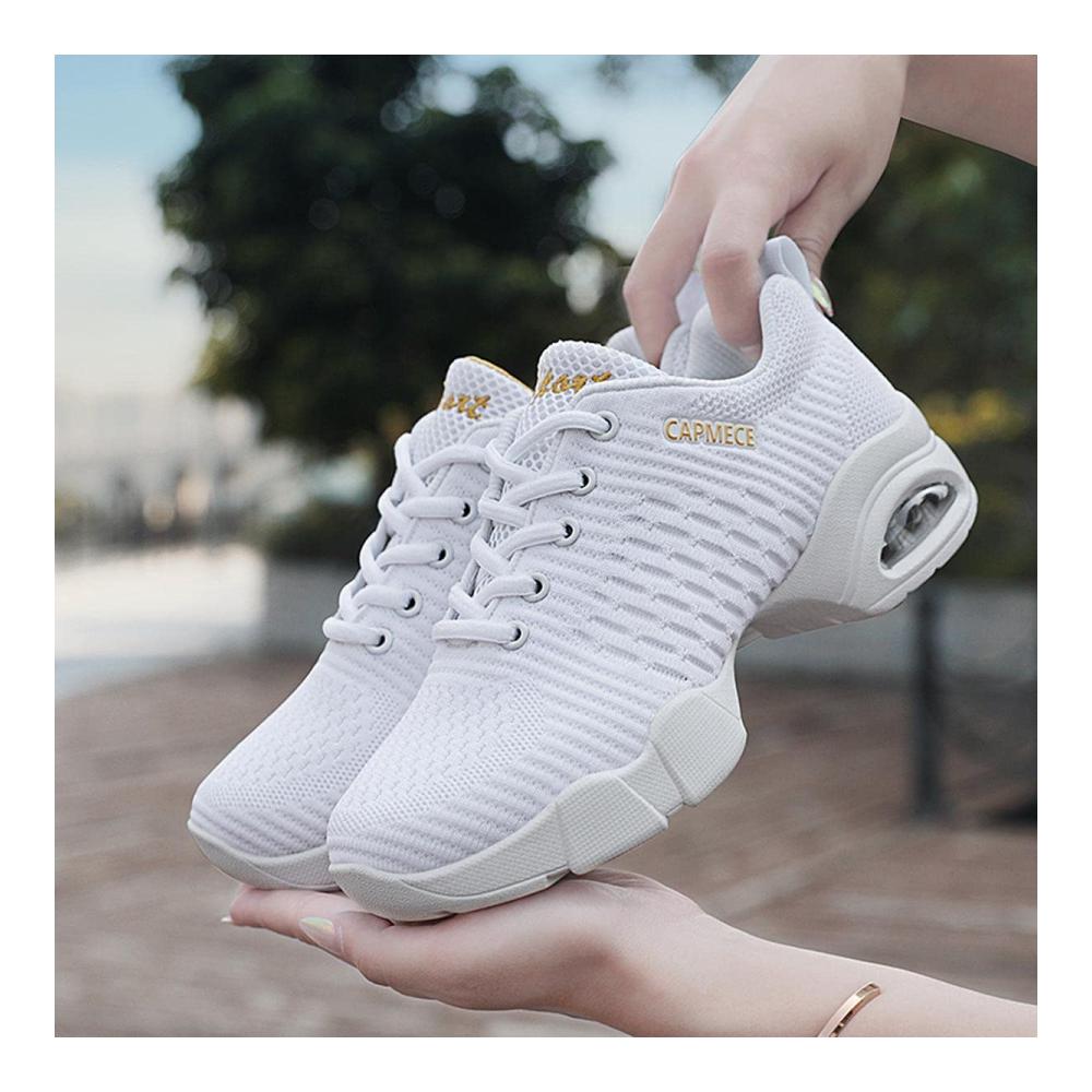 Damen Tanzschuhe mit Mesh Lace-Up Design Luftkissen ideal für Tanztraining und Jazzdance - Websneaker für Damen
