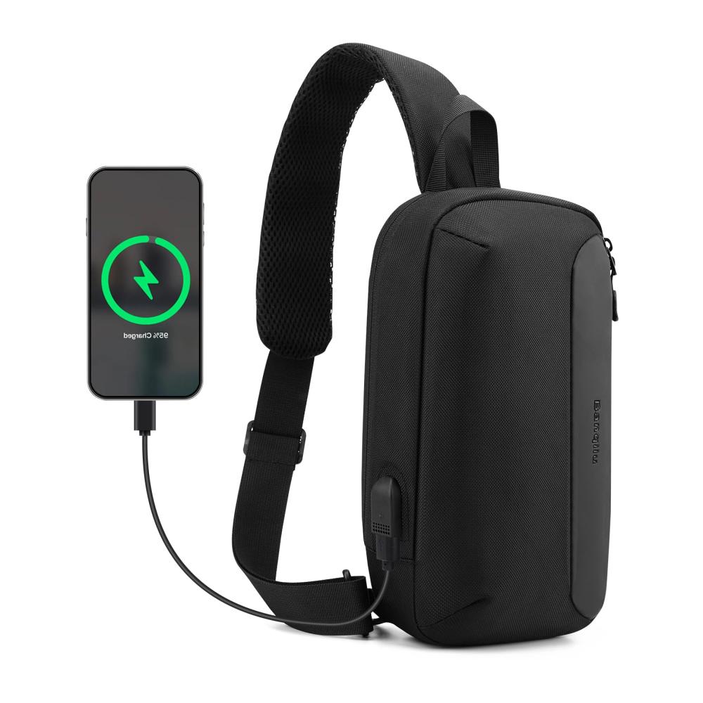 Multifunktionale Herren Schultertasche mit USB-Ladeanschluss | Leicht wasserdichter Schulterrucksack für Arbeit Schule Reisen Radfahren und Wandern