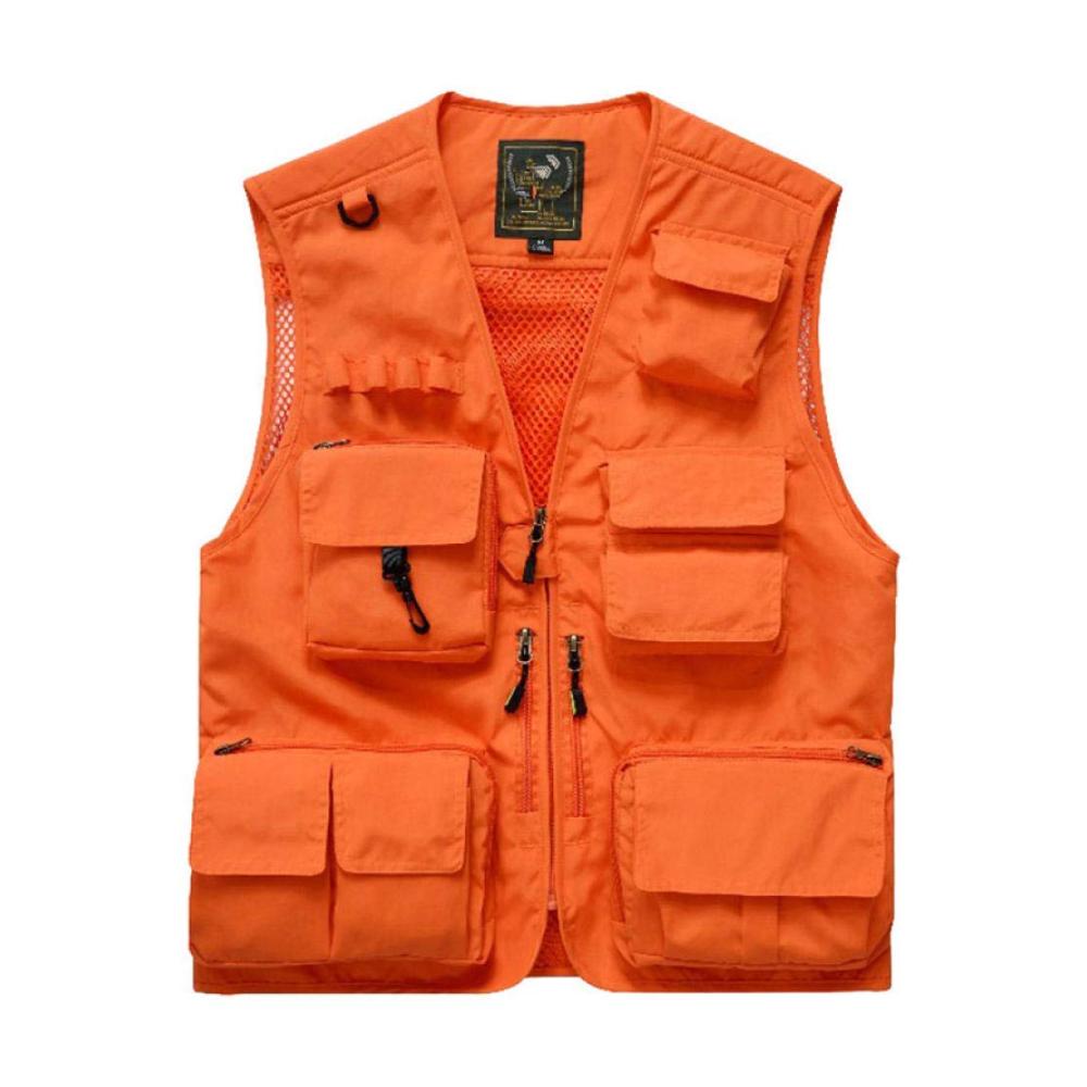Große Größe Angelweste für Herren | Outdoor-Netzweste für Sommerangeln | Taschen-Fischerweste für Reisefotografie - Blau 4XL