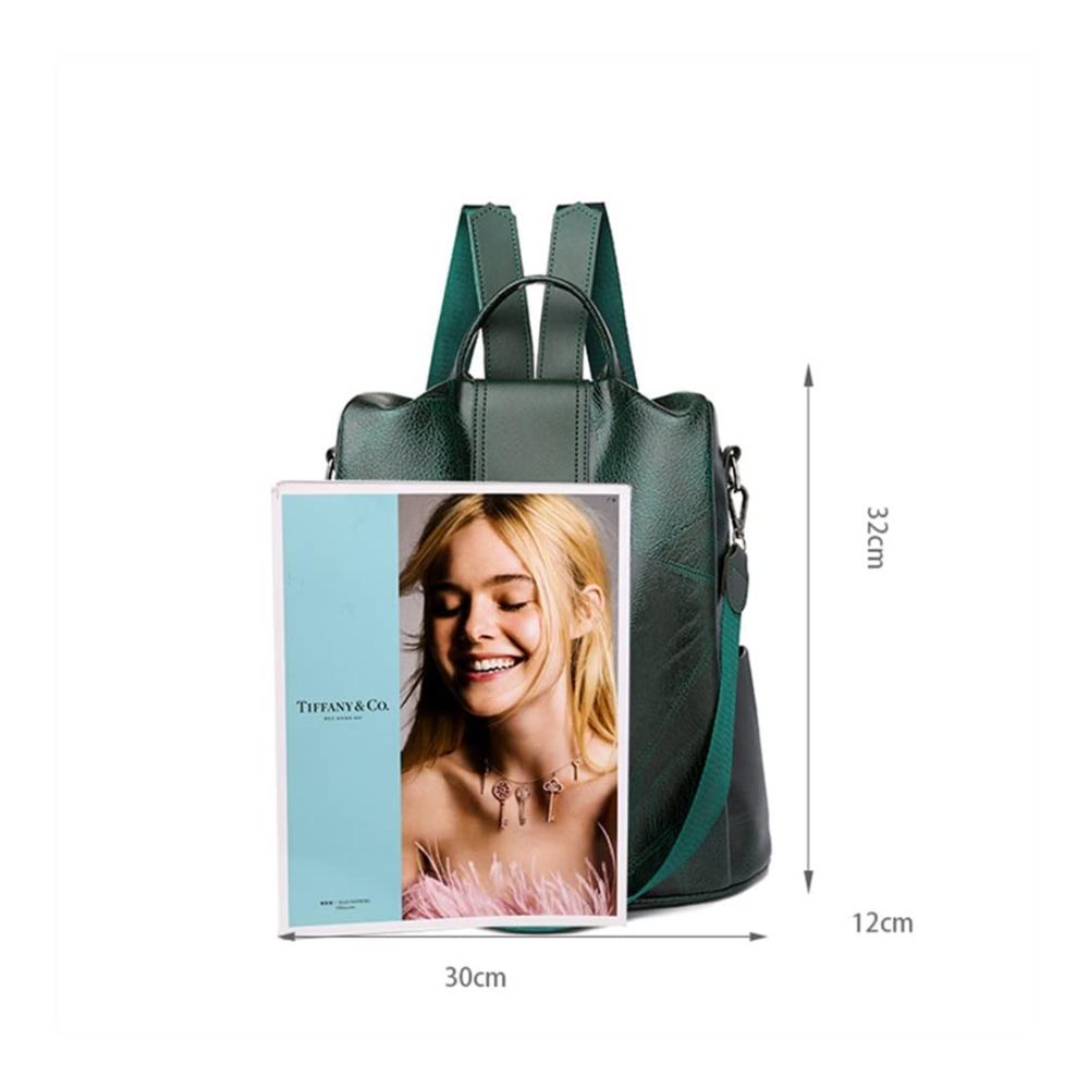 Damen Rucksackhandtasche Diebstahlsicherer Vintage-Look mit Weichem PU-Leder - Großer Grüner Rucksack für Frauen
