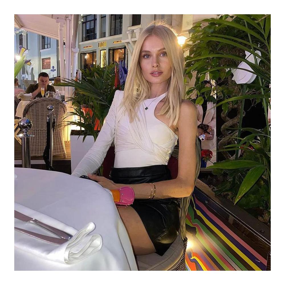 Langarm Damenbody Sexy One Shoulder Bodysuit mit Korsett - Elegantes Overalls Jumpsuit und schmales Oberteil für stilvolle Blusebody-Looks