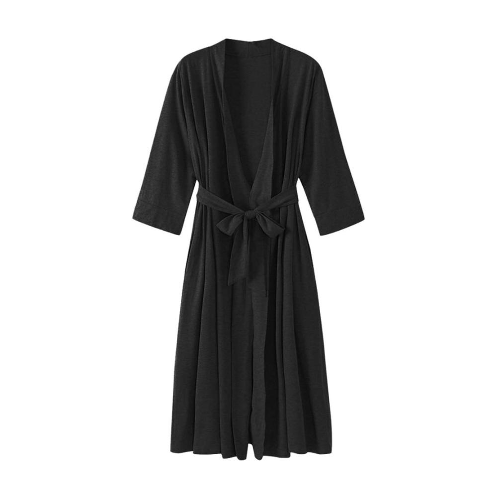 Damen Bademäntel aus Baumwolle – Komfortable Long Kimono Roben für Loungewear und Nachtwäsche in elegantem Schwarz