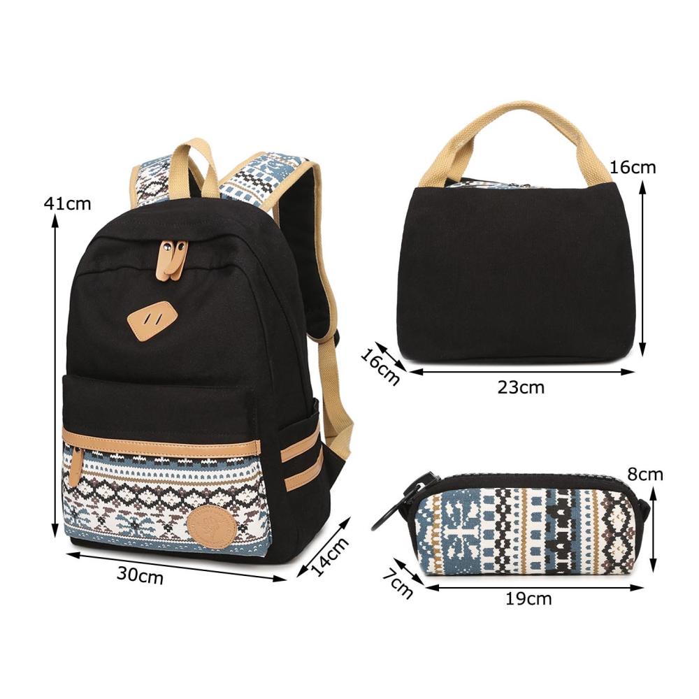 Kinderrucksäcke Neuleben Schulrucksack Kühltasche Mäppchen - 3er Set aus Canvas für Jungen und Mädchen in Schule und Freizeit