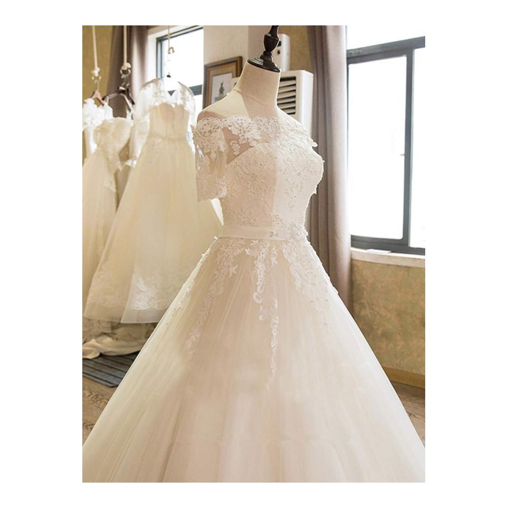 Vintage Ein-Schulter-Brautkleid in Reines Weiß Bodenlang mit Fischschwanz - Größe 12 (L) für Hochzeit & Eleganz