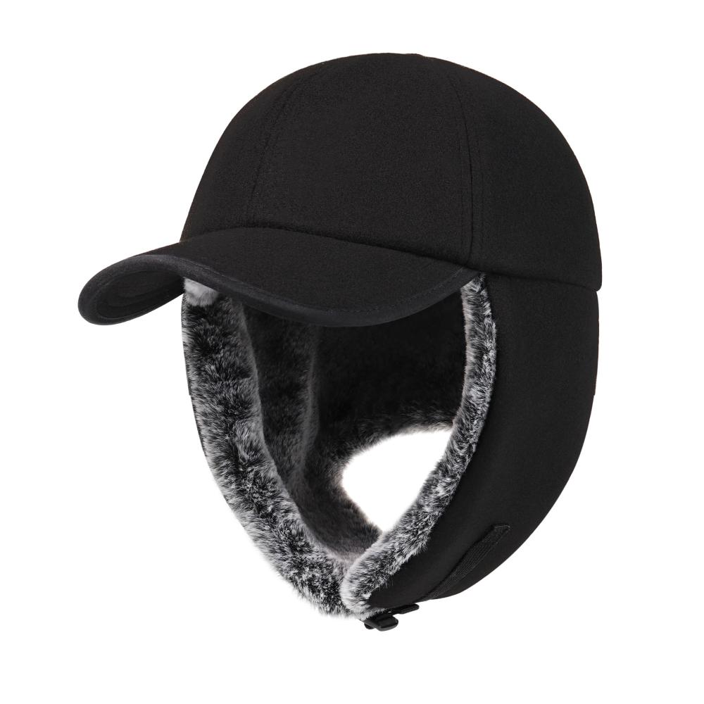 PivotWing Fliegermütze mit Kunstfell-Futter | Basecap für Damen und Herren | Warme Wolle Ohrenklappen | Wintermütze für maximale Wärme