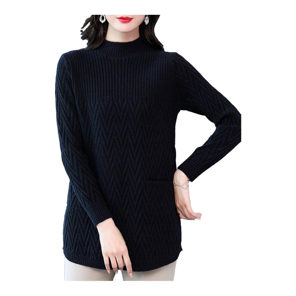 Bequemer Damen-Mantelpullover mit Halbem Rollkragen – Weiches kuscheliges und elastisches Design für kühle Tage