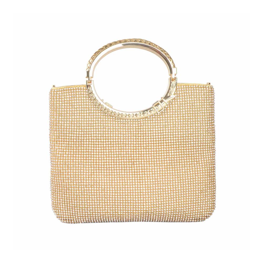 Bling Clutch Elegante Silber und Gold Abendtasche mit Strass für Damen - Hochzeit Party Umhängetasche