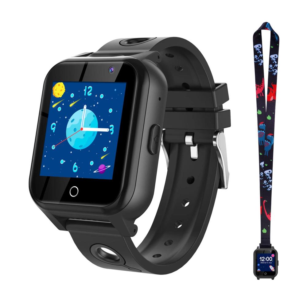 Fashion Smartwatches für Kinder - Spieluhr mit 18 Spielen Schrittzähler Kalorienzähler Taschenlampe MP3-Musik Armbanduhr - Ideales Weihnachts- und Geburtstagsgeschenk für Jungen und Mädchen (Schwarz 3-12 Jahre